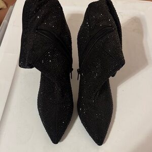 White House Black Market Black Crystal-Embellished Pointed Ankle Boots